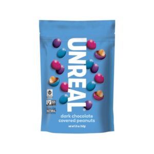 UNREAL Dark Chocolate Peanut Candy Coated Gems Pouch 5oz 6ct